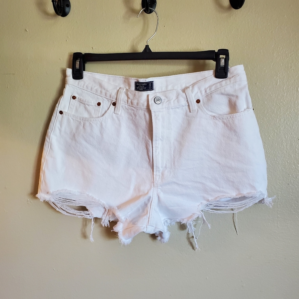 White High Waisted Denim Shorts Abercrombie
